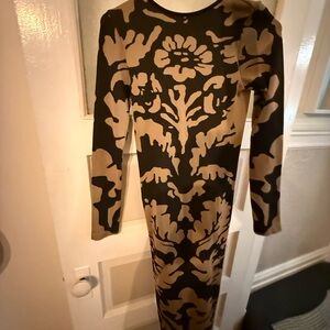 Elegant Black and Tan Floral Dress